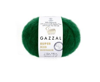 Пряжа Gazzal Super Kid Mohair 25 г 237 м 1 шт, цвет 64428 хвоя #1