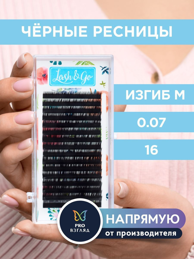 Lash&Go Черные ресницы 0,07/M/16 mm (16 линий) / Лэш Гоу #1