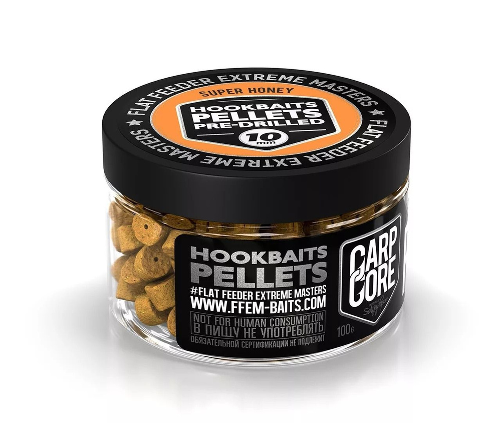 Пеллетс насадочный просверленный 10 мм Мед FFEM Baits (ФФЕМ Бейтс) - Hookbaits Pellets Super Honey, 100 #1