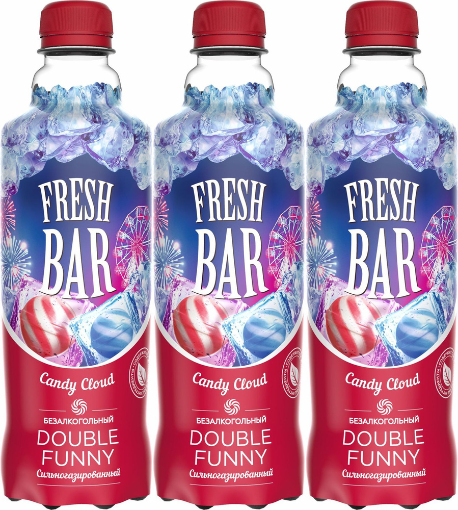 Газированный напиток Fresh Bar Double Funny сильногазированный 0,48 л, комплект: 3 упаковки по 480 мл #1