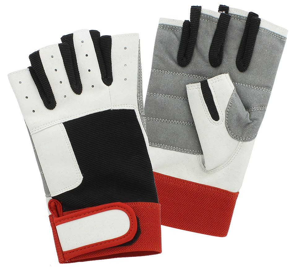 Яхтенные перчатки с короткими пальцами, красный/белый/черный, размер 4XL (10267527)  #1