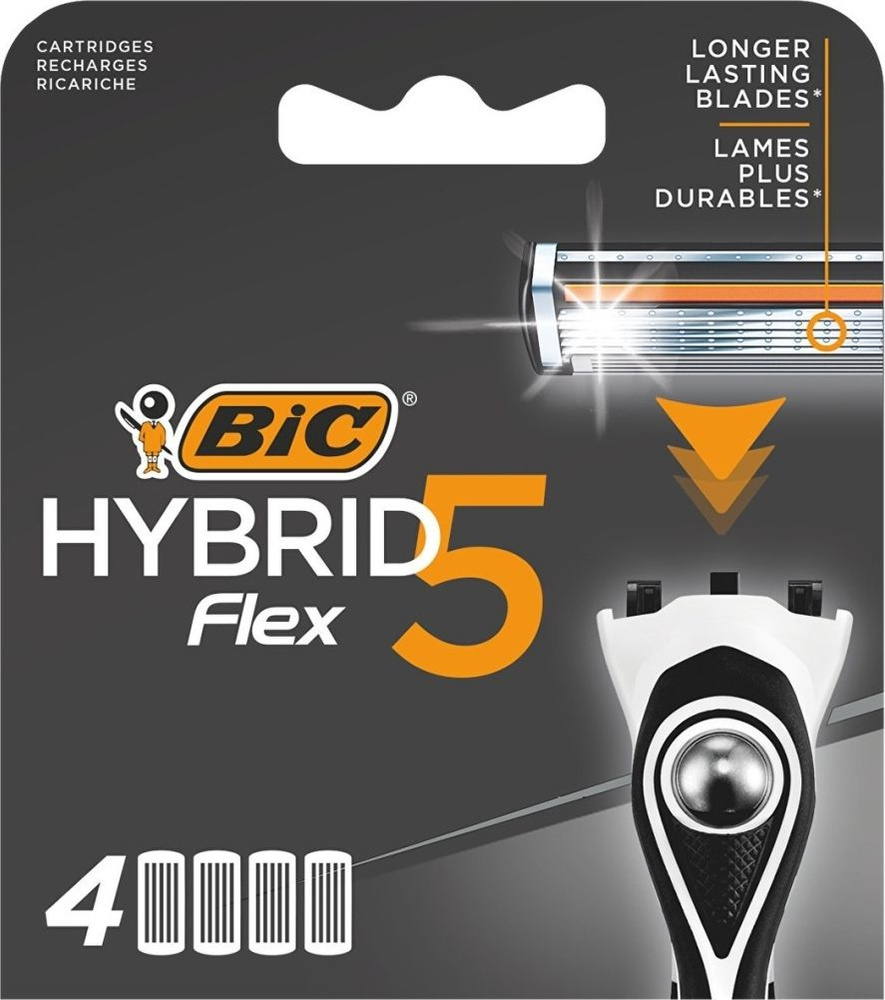 BIC / Бик HYBRID FLEX Сменные кассеты для мужской бритвы, 5 лезвий 4шт. / уход за телом  #1