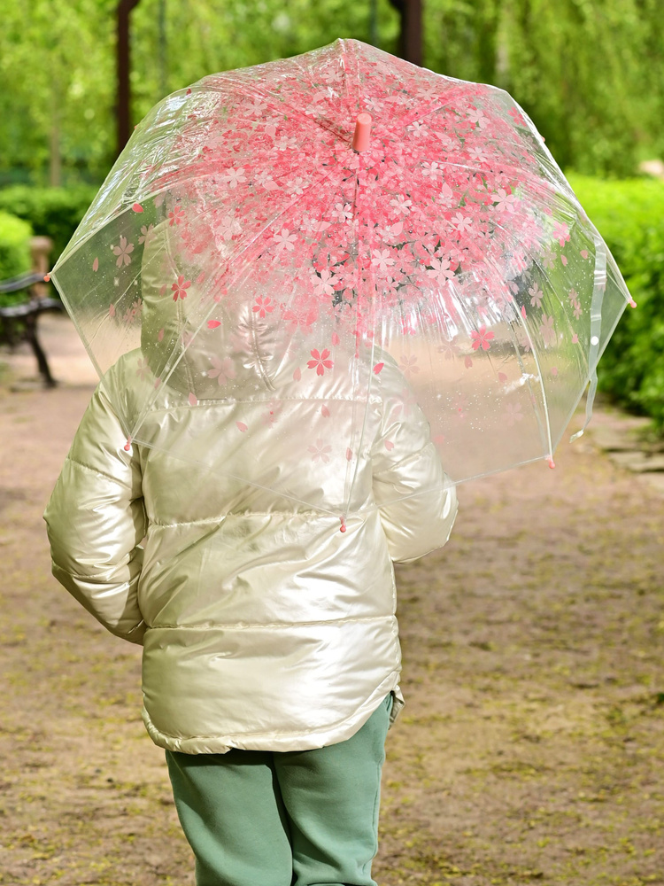 Зонт детский трость для девочек прозрачный полуавтомат  #1