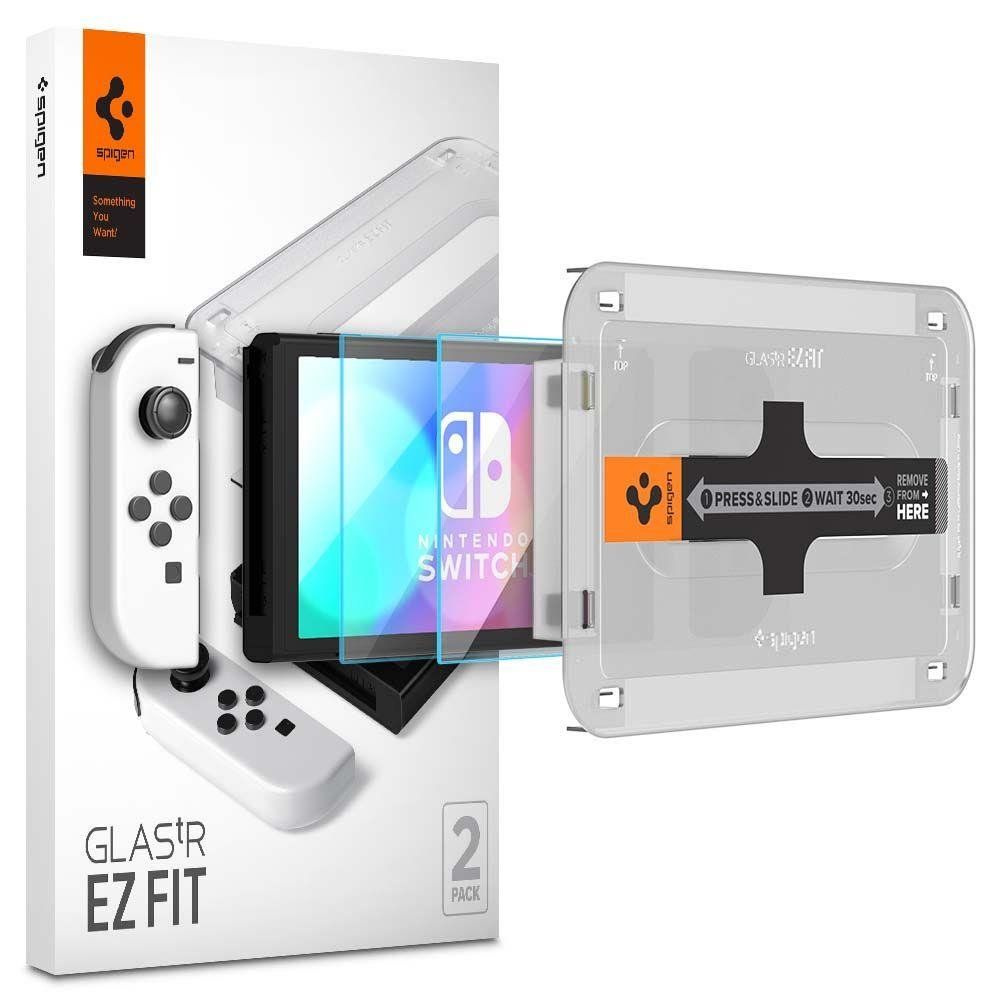 Защитное стекло Spigen на Nintendo Switch OLED (AGL03829) EZ FIT GLAS.tR / Спиген Стекло для Нинтендо #1