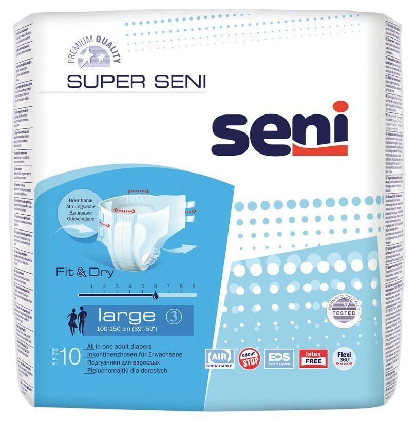 Подгузники для взрослых Super Seni AIR Large (100-150см), 10шт #1