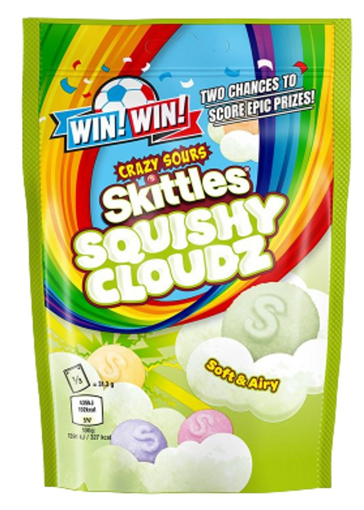 Воздушные жевательные конфеты Skittles Squishy Cloud Pouch Sour / Скитлс Кислые конфеты 94гр (Ирландия) #1