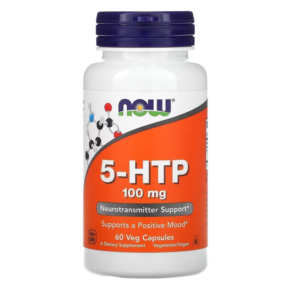 5 HTP 100 мг 60 капсул, NOW 5-HTP, Источник серотонина, Для нервной системы, При нарушении сна  #1