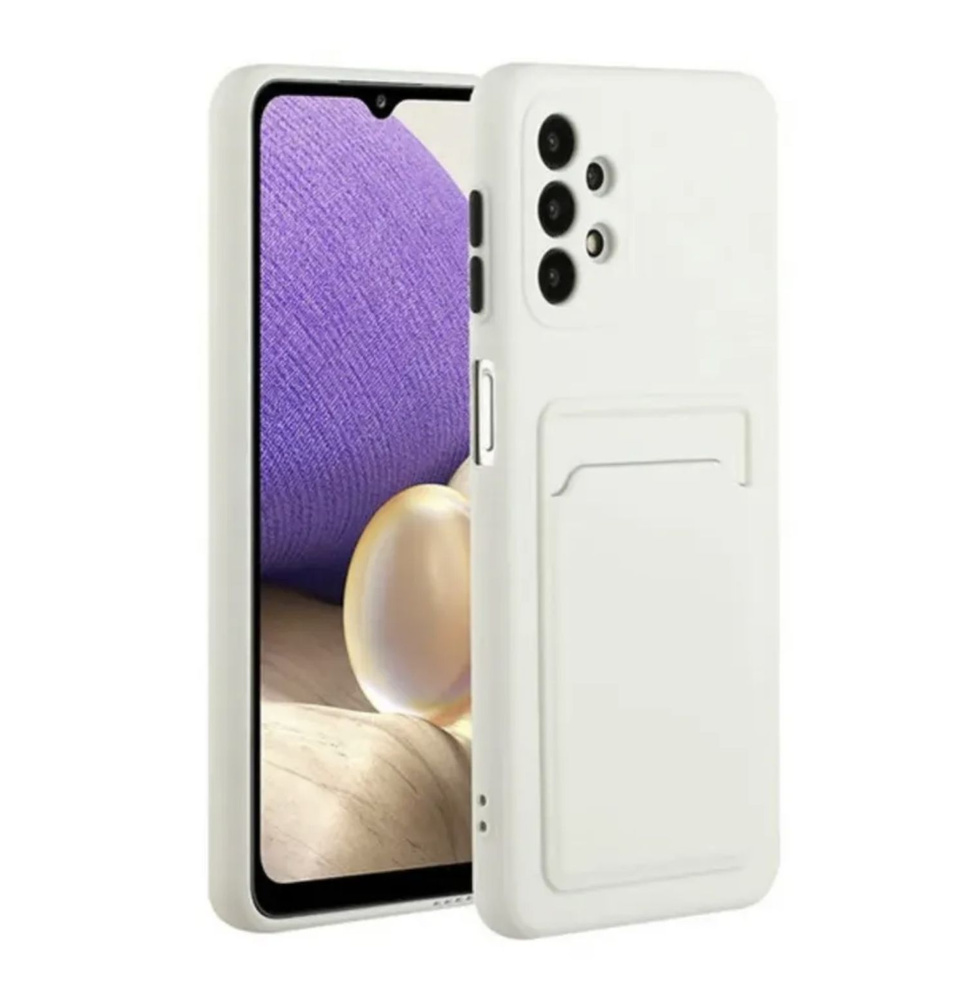 Чехол для Samsung A53 Белый Soft-touch c держателем для карт #1