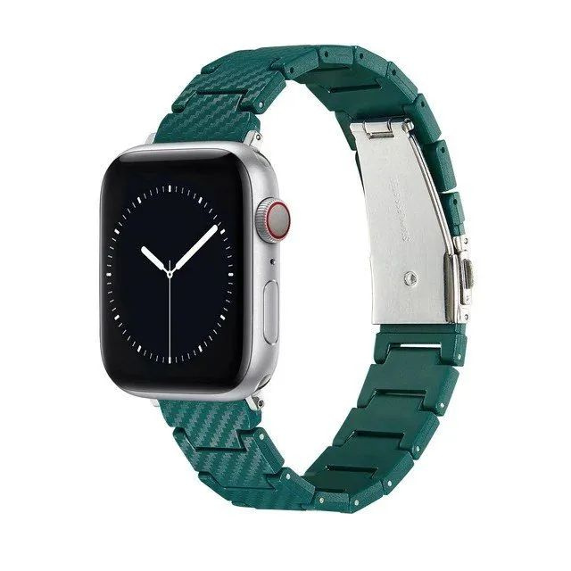 Премиум карбоновый ремешок для Apple Watch Series 1-8 и Ultra - 42/44/45/49 мм (эпл вотч), темно-зеленый #1