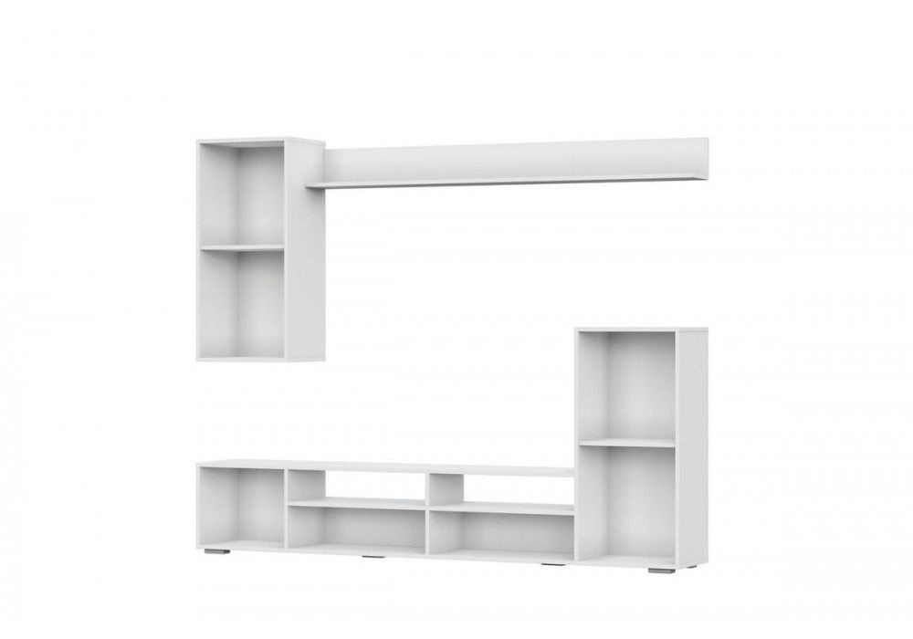 Стенка NN мебель МГС 4 для гостиной, белый, цемент светлый, тумба под телевизор  #1