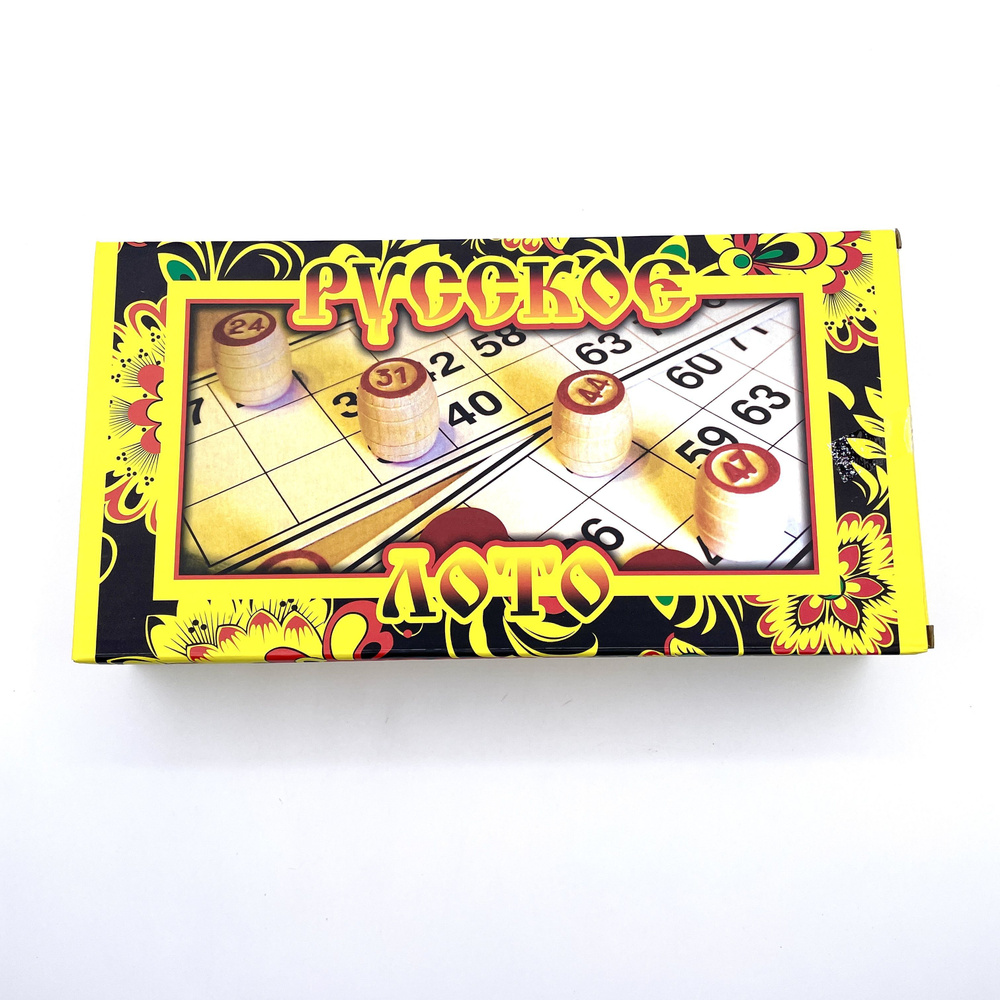 Настольная игра Русское Лото в подарочной коробке с жетонами и пластиковыми бочонками / Стратегическая #1