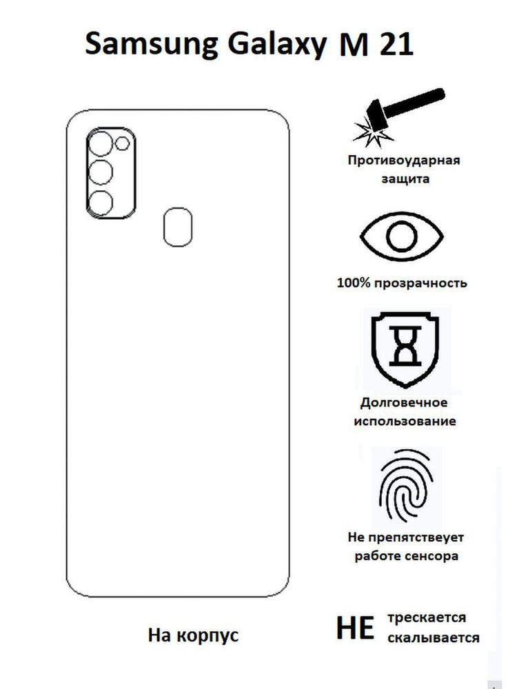 Полиуретановая защитная пленка на Samsung Galaxy M 21 / Самсунг Гaлакси М 21  #1