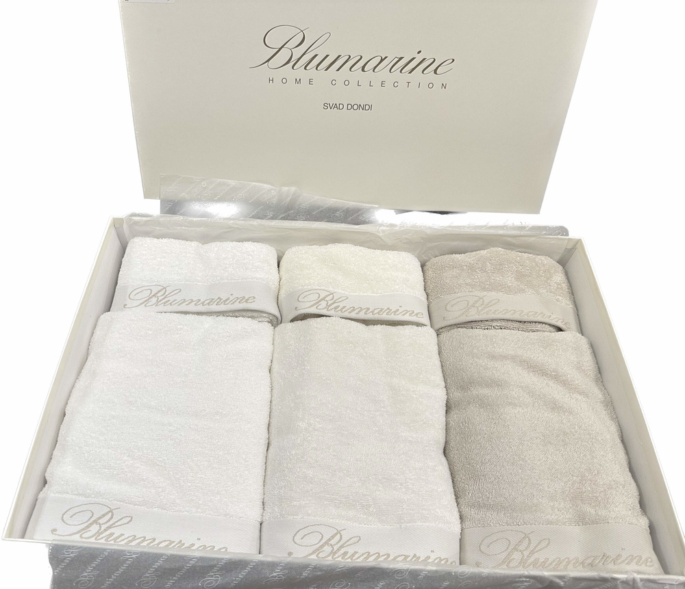 Blumarine Набор банных полотенец SpA, Хлопок, 60x110, 40x60 см, бежевый, кремовый, 6 шт.  #1