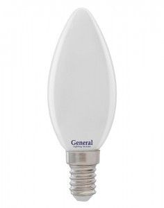 Светодиодная LED лампа General филамент свеча E14 8W 4500K 4K 35x98 (нитевидная), матовая 649993 (упаковка #1