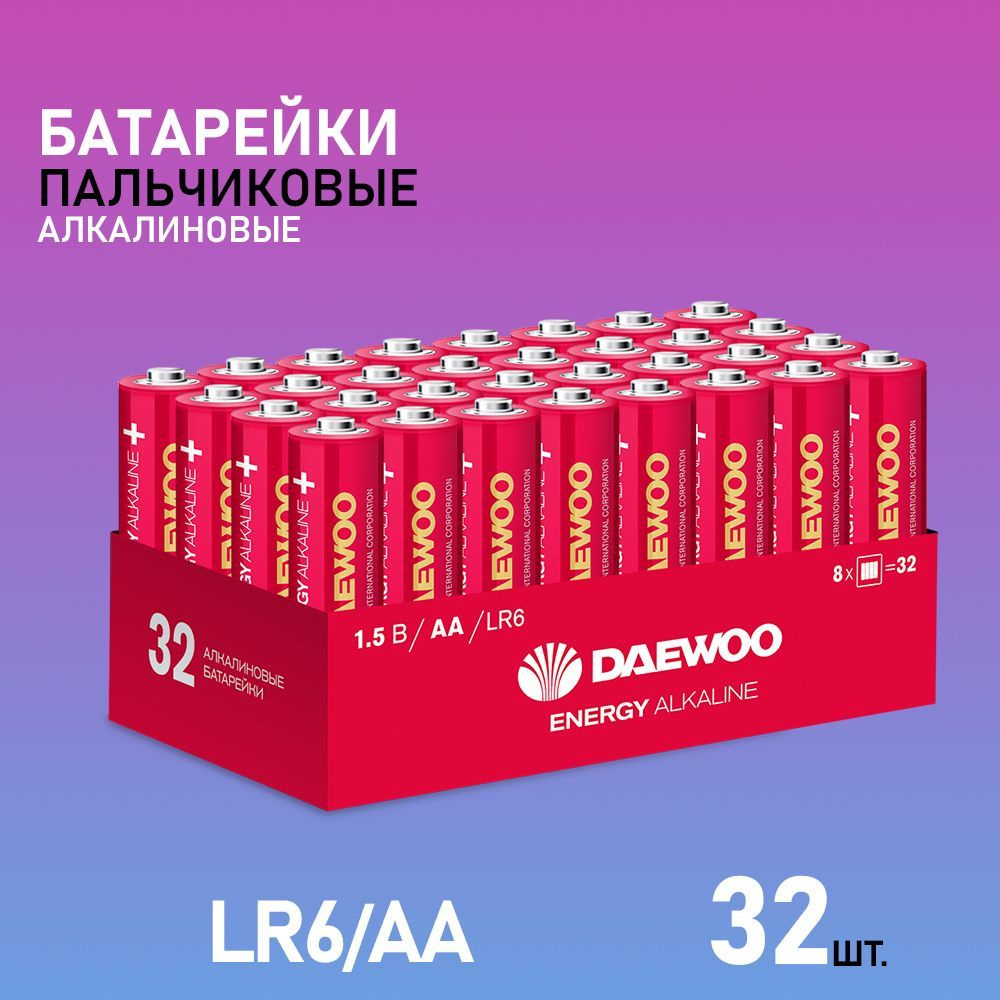 Daewoo Батарейка AA, Щелочной тип, 1,5 В, 32 шт #1