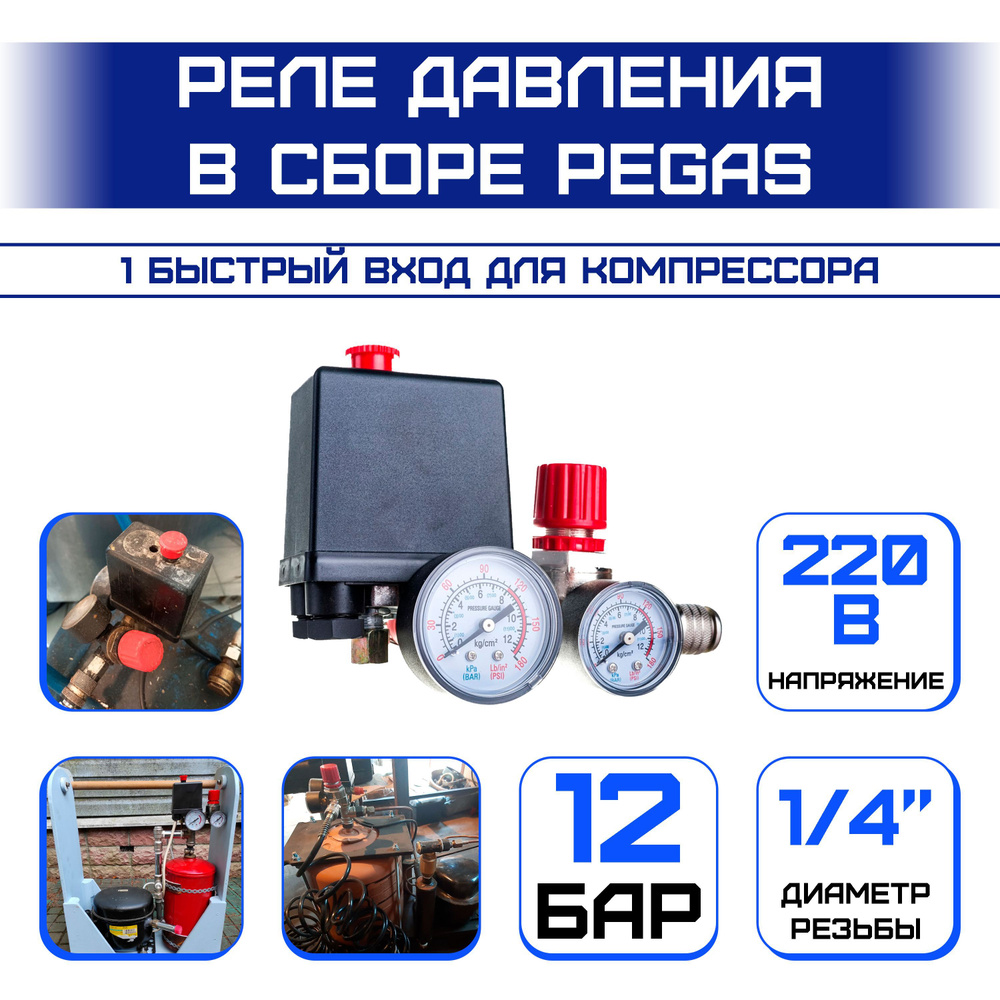 Реле в сборе 220 В, 1 быстрый выход для компрессора Pegas PGS-2610  #1