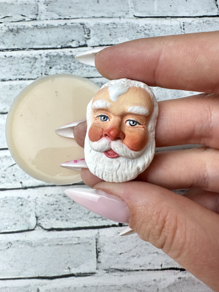Силиконовый молд лица "Дед Мороз" 3*2,5 см #1