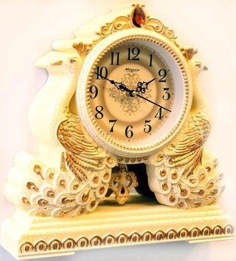 Настольные часы с маятником "Павлины" MIRRON Р3019A ЖТБ #1