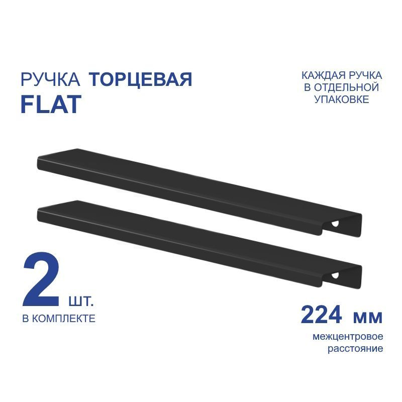 Ручка мебельная торцевая FLAT 252 мм, черная, металлическая (2 шт)  #1