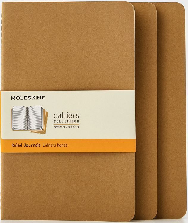 Набор из 3-х блокнотов в линейку Moleskine CAHIER JOURNAL (QP416) 13х21см, бежевый (3шт)  #1