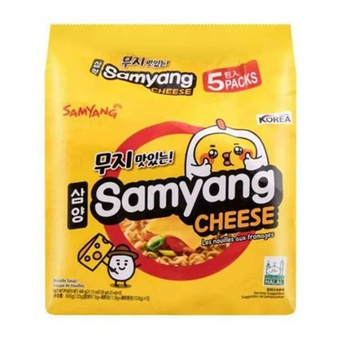 Лапша быстрого приготовления Samyang Cheese, со вкусом курицы и сыра (Корея), 120 г по 5 шт  #1