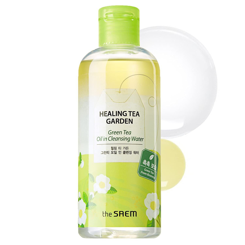 The Saem Очищающая вода с маслом зеленого чая, увлажняющая и питающая кожу лица Healing Tea Garden Green #1