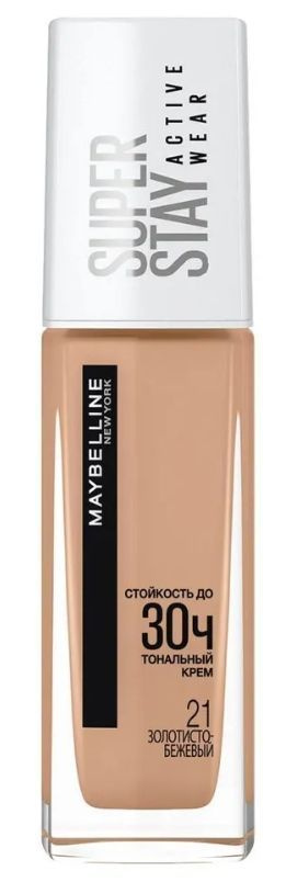 Maybelline New York Тональный крем Super Stay Active Wear 30h, стойкий, Франция, оттенок 21 Золотисто-бежевый, #1