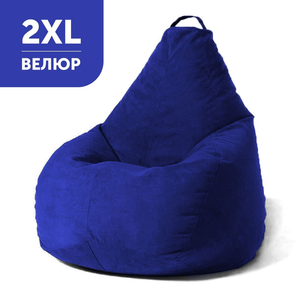 COOLPOUF Кресло-мешок Груша, Велюр натуральный, Размер XXL,синий  #1
