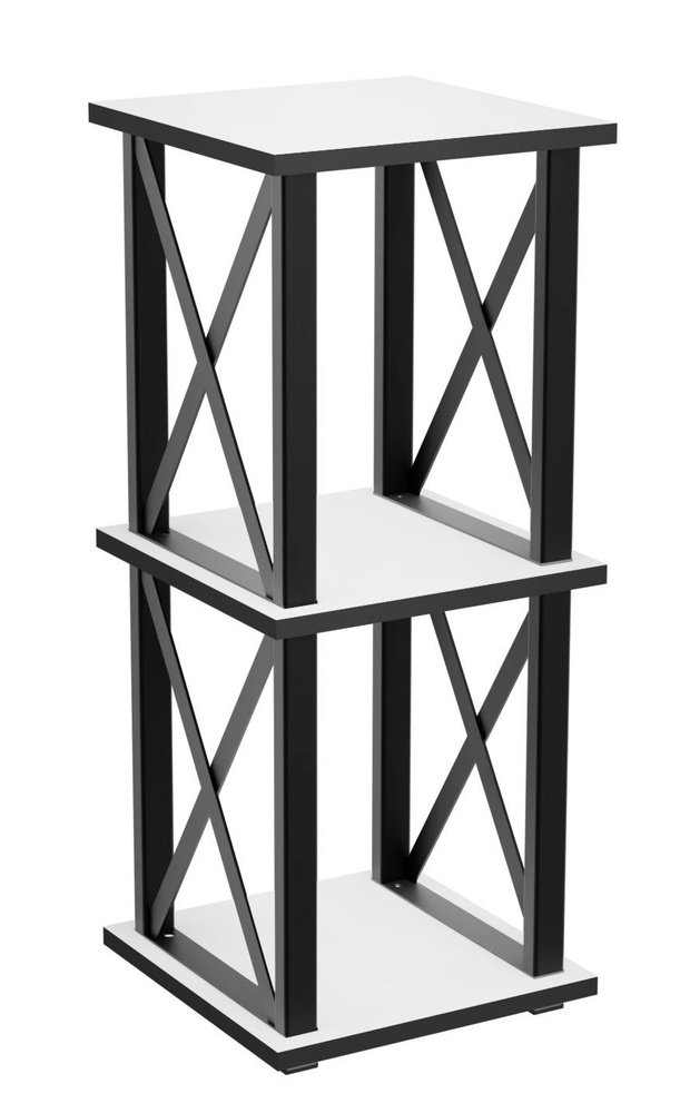Стеллаж Лофт-3, 30х30х77см Белый / Черный, MAKEMEBEL0025 #1