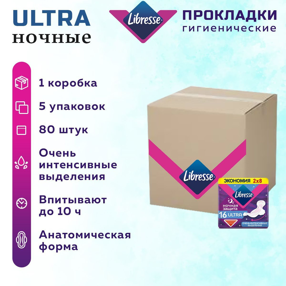 Либресс прокладки ночные/ Прокладки женские Либресс Ультра Ночные 80 шт. 5 упак.  #1