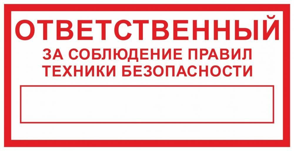Табличка "Ответственный за соблюдение правил техники безопасности" А3 (40х30см)  #1