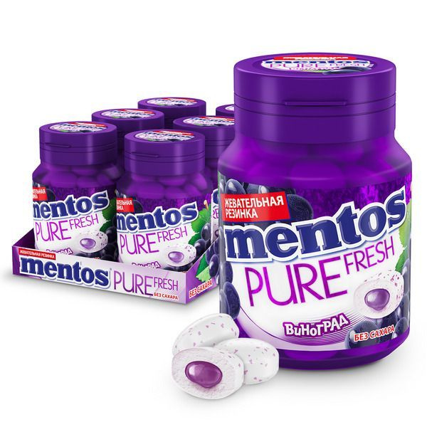 Жевательная резинка Mentos Pure fresh виноград, 6 шт по 54г #1