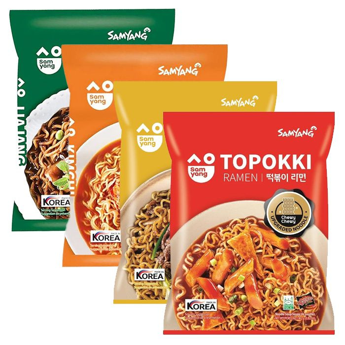 Корейская лапша быстрого приготовления Samyang Ramen - набор 4 вкуса (Jjajang, Kimchi, Bulgogi, Topokki) #1