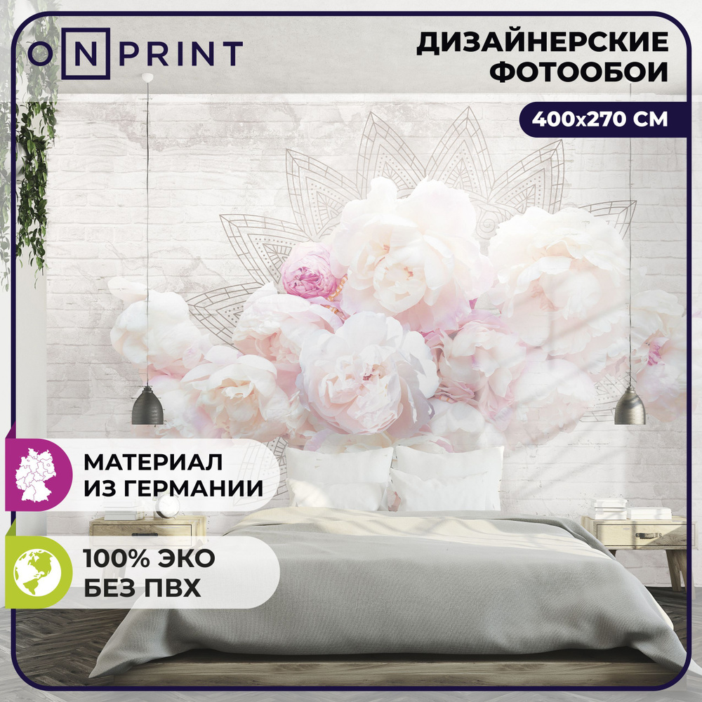 Фотообои OnPrint Marble rose Розы Фотопанно Обои бумажные 400х270 #1