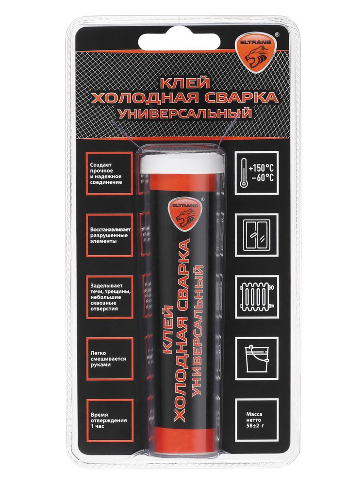 Клей холодная сварка универсальный, Двухкомпонентный туба 58г ELTRANS  #1