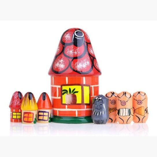 Деревянная игрушка Пальчиковый театр в домике Три поросенка (Д-498), ТМ RNToys  #1