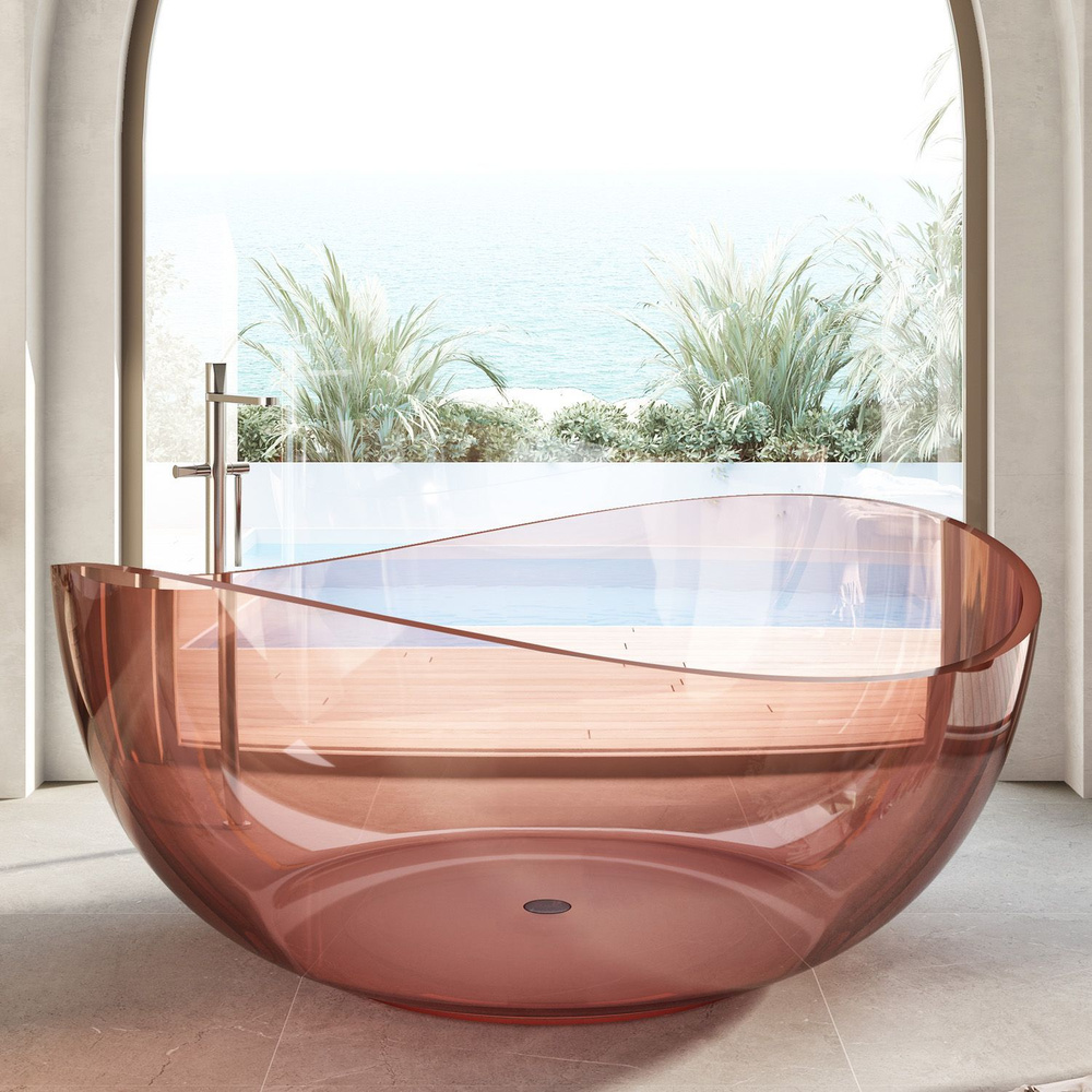 Прозрачная ванна ABBER Kristall AT9705Koralle розовая #1