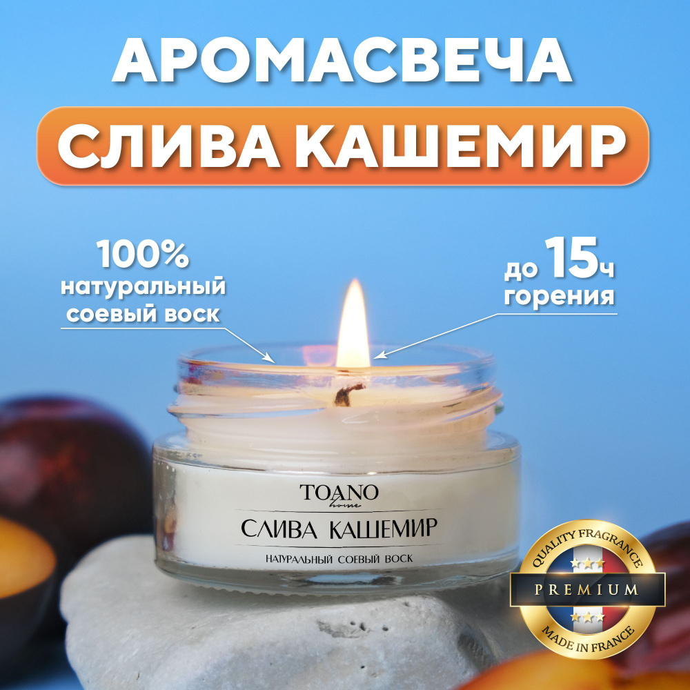 Toano Home Свеча ароматическая "Слива Кашемир", 3.5 см х 6 см, 1 шт  #1