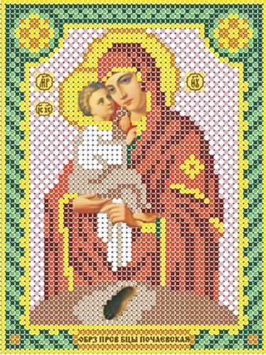 Схема для вышивания бисером (без бисера), икона "Образ Пресвятой Богородицы Почаевская" 12х16 см  #1
