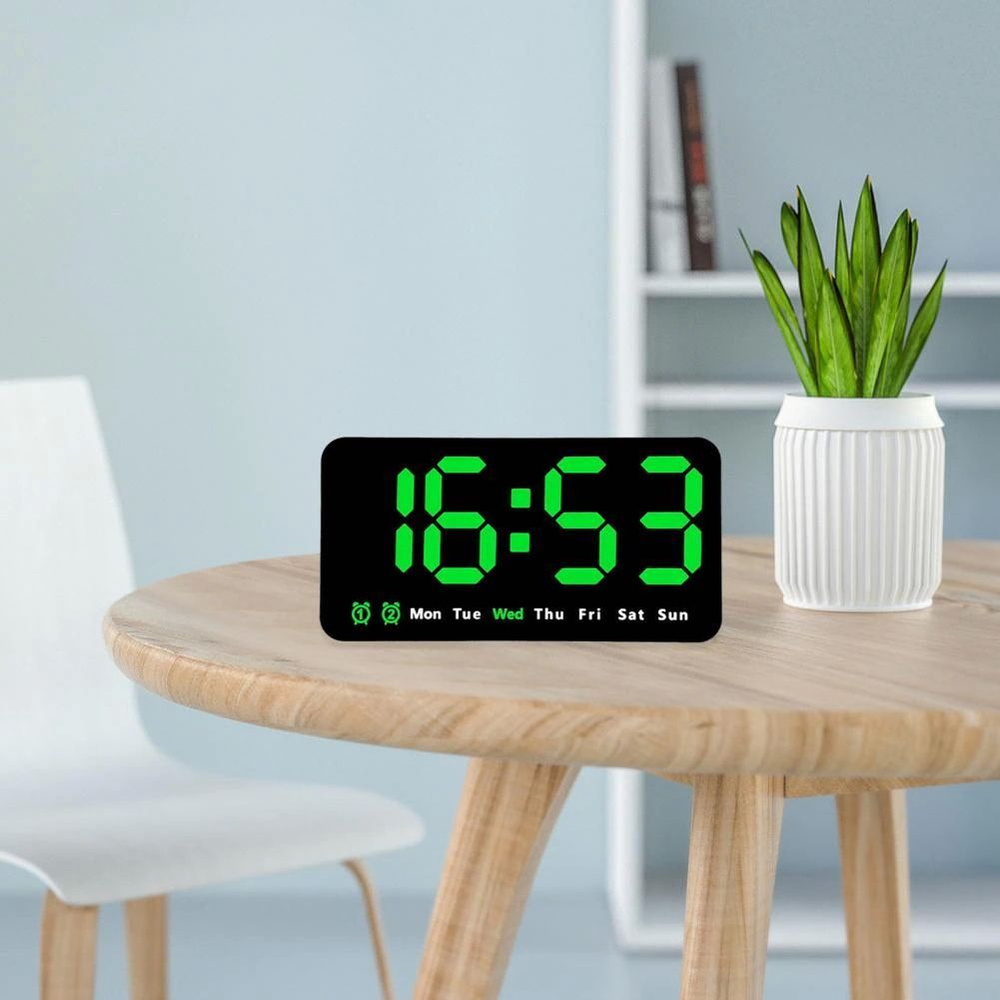 Настольные, настенные электронные часы будильник с термометром и календарем.  #1