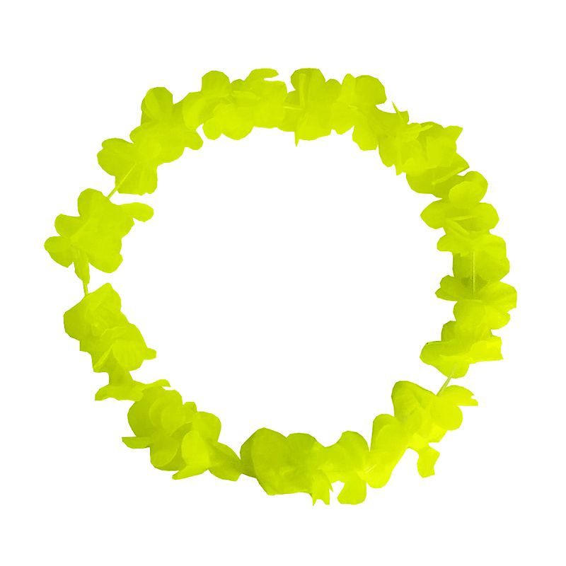 Гавайское ожерелье "Цветочки", цвет желто-зеленый #1
