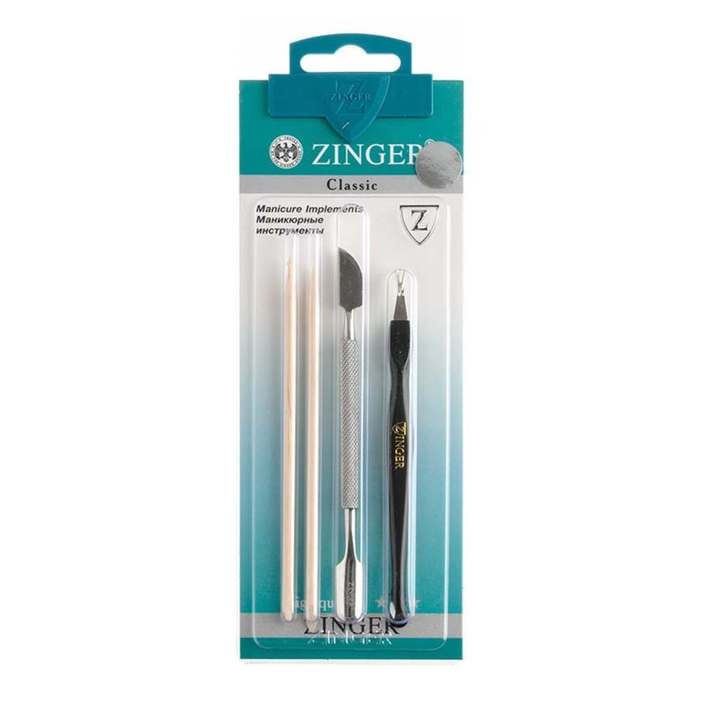 Zinger Набор для маникюра Sis-37 (2 деревянные палочки;пушер;триммер), маникюрный инструмент серии Professional #1