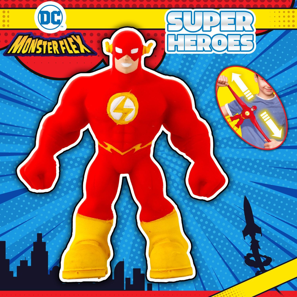 Игрушка антистресс 1TOY MONSTER FLEX SUPER HEROES, The Flash/Флэш тянущаяся  фигурка 15см - купить с доставкой по выгодным ценам в интернет-магазине  OZON (987255540)