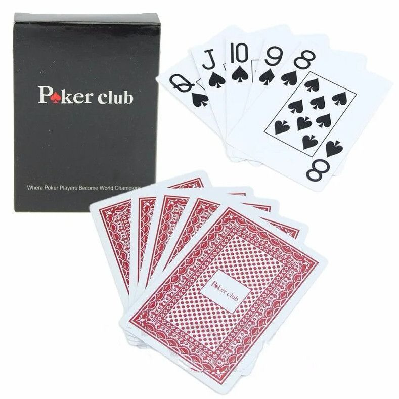 Карты игральные пластиковые."Poker Club". 54 шт. Красная рубашка/карты для покера/ игральные  #1