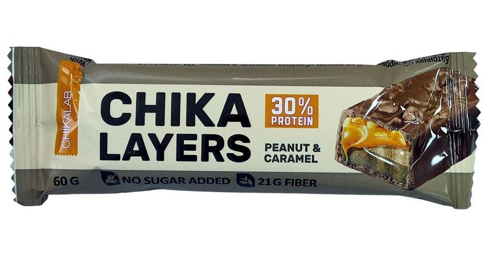 Протеиновый батончик Chikalab Chika Layers 1 x 60 г, Карамель и арахис  #1