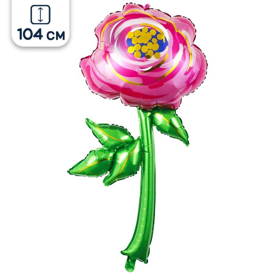 Воздушный шар Riota фигурный, цветок, Роза, розовый, 104 см, 1 шт.  #1