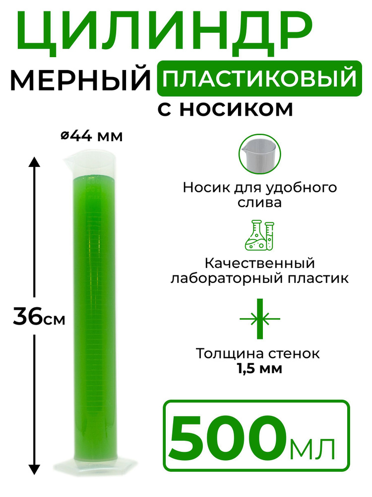 Цилиндр мерный пластиковый с носиком, 500 мл #1