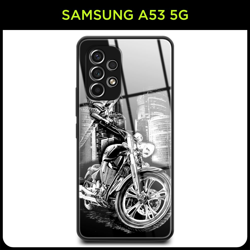 Стеклянный чехол на Samsung Galaxy A53 5G / Самсунг А53 5G с принтом "Рисунок байка"  #1