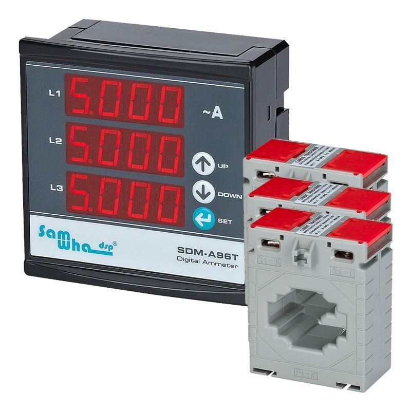Цифровой 3-фазный амперметр, Samwha-Dsp SDM-A96T тонкий компактный ...