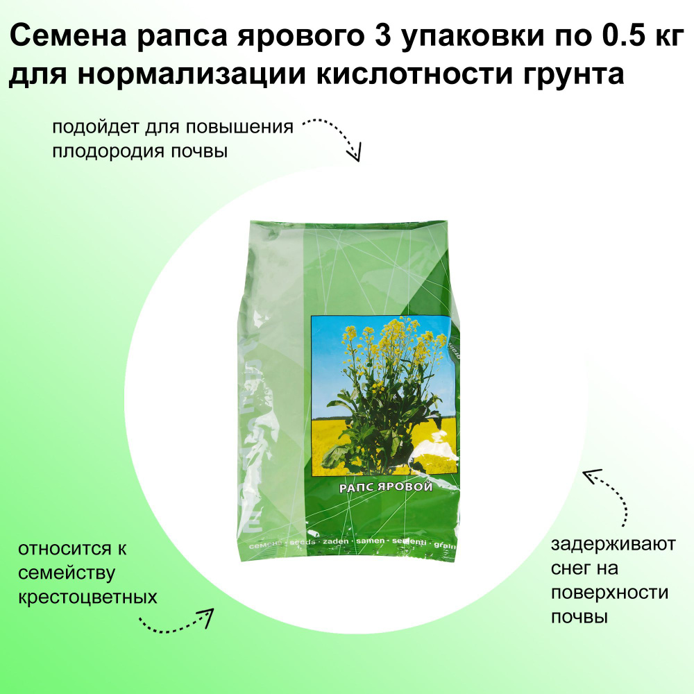 Семена сидератов "Рапс яровой", 3 упаковки по 0.5 кг: прекрасно подготавливает почву для выращивания #1